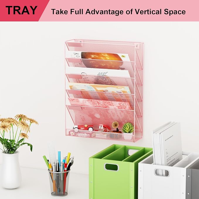 Wall File Organizer Holder Mesh Hanging Paper Document Holder, Vertical 6 - Image 7