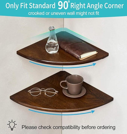 Corner Shelf, Solid Oak Wood Floating Corner Shelf Wall Mount Round End - Image 5