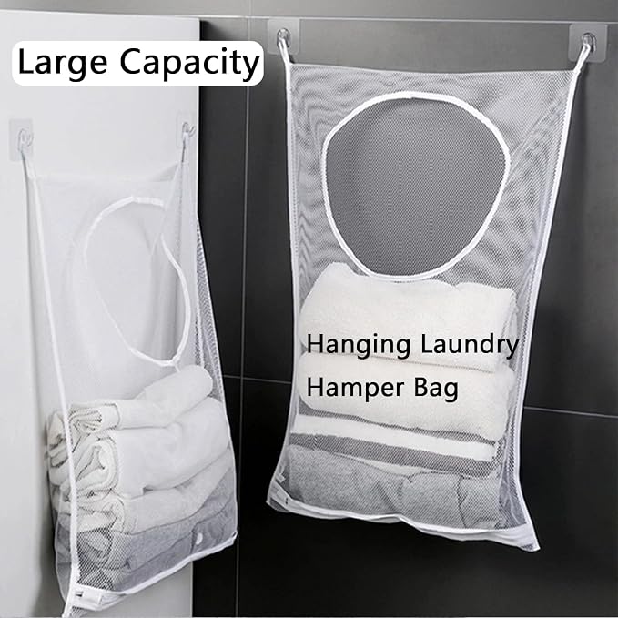 Hanging Laundry Hamper Bag, 2 Pack Over The Door Hanging Laundry Bag, 30 x 20 - Image 8