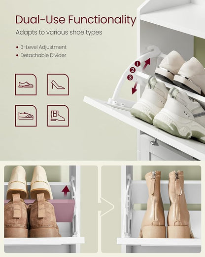 VASAGLE Shoe Organizer, Adjustable Dividers, Cloud White | Adjustable and - Image 5