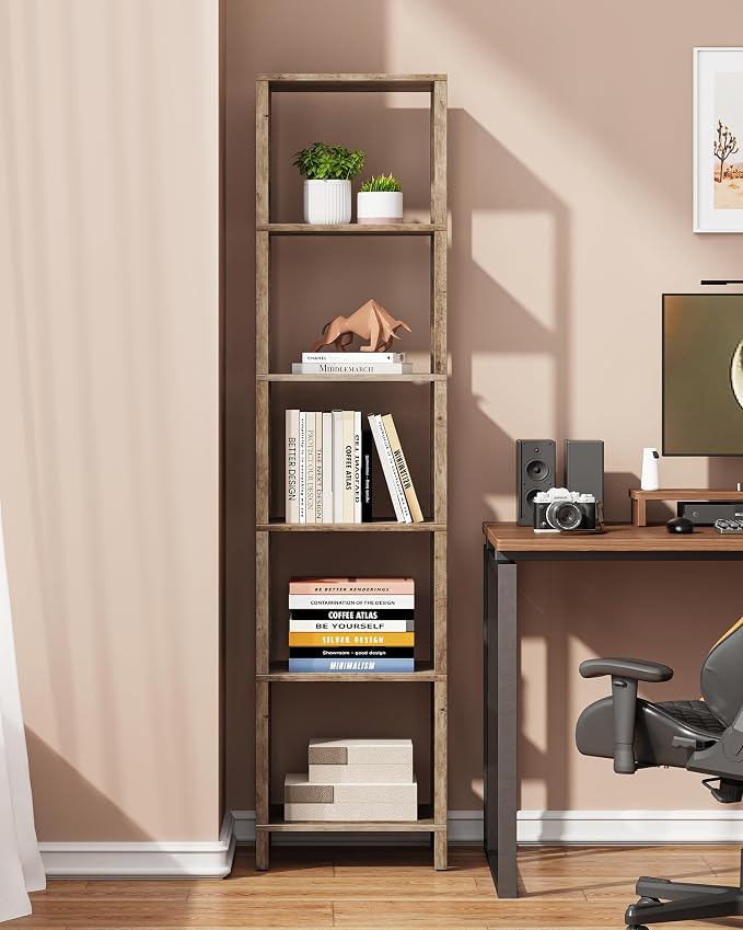 TUTOTAK Bookshelf, 6-Tier Tall Narrow Book Shelf - Image 5