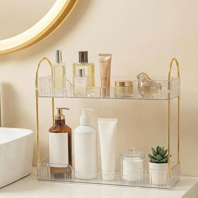 Bathroom Countertop Organizer, 2-Tier Slim Vanity Storage Rack - Image 2