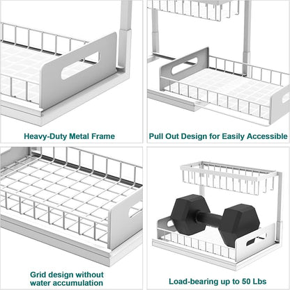 bukfen Under Sink Organizer, Pull Out Cabinet Organizer 2-Tier Slide Out - Image 7