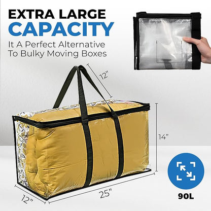 2 Pack Clear Large Moving Bags, Heavy Duty Storage Bags, College Totes - Image 2