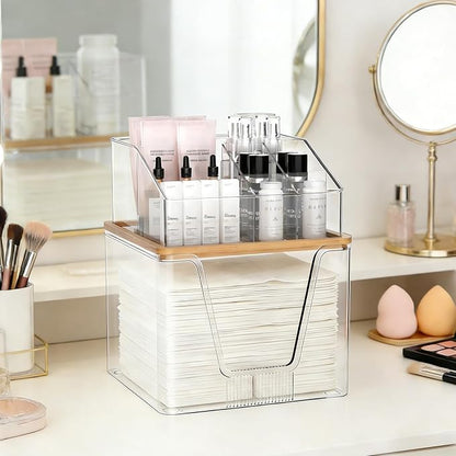 2 in 1 Disposable Facial Towel Holder and Cosmetic Organizer, Stackable Vanity - Image 6
