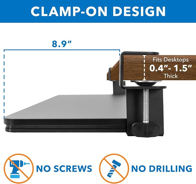 Mount-It! Clamp-On Under Desk Keyboard Tray, No-Drill Slide-Out Keyboard & - Image 6