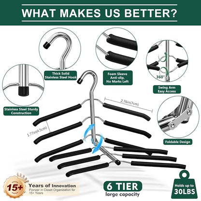 DOIOWN Space Saving 6 Tier Coat Hangers - Image 2
