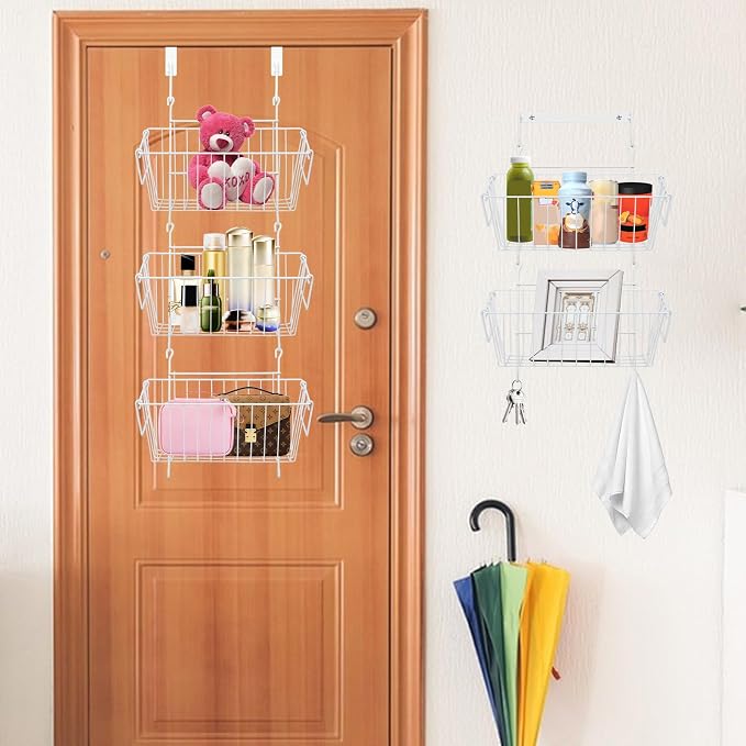 Over The Door Organizer – 5 Removable Hanging Baskets, Back of Door Storage - Image 6