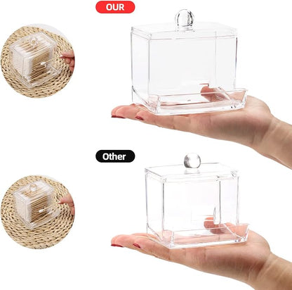 Tbestmax 2 Pack 10oz Qtip Dispenser Big Clear Qtip Holder, Bathroom Container - Image 2