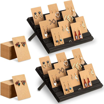 Marsui 62 Pcs Wood Earring Display Stand Earring Card Display 2 Sets of Holder by Marsui