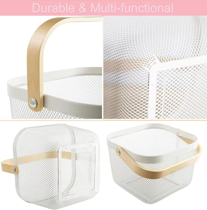 AJIODA Metal Mesh Steel Basket, Storage Organizer Basket Multi-functional - Image 3