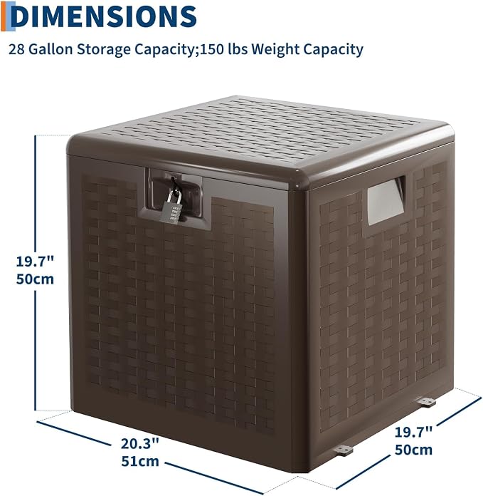 28 Gallon Outdoor Storage Box, Large Resin Deck Box - Image 3