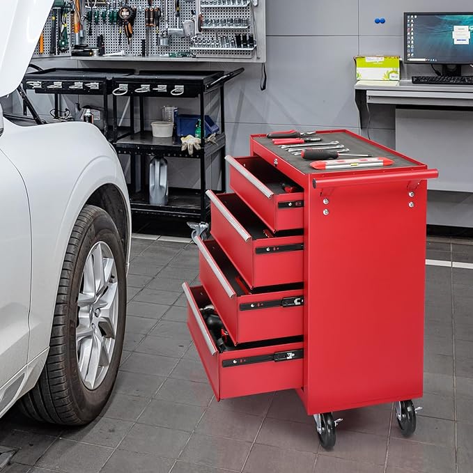 Metal Rolling Tool Box Organizer | Lockable Tool Chest - Image 3