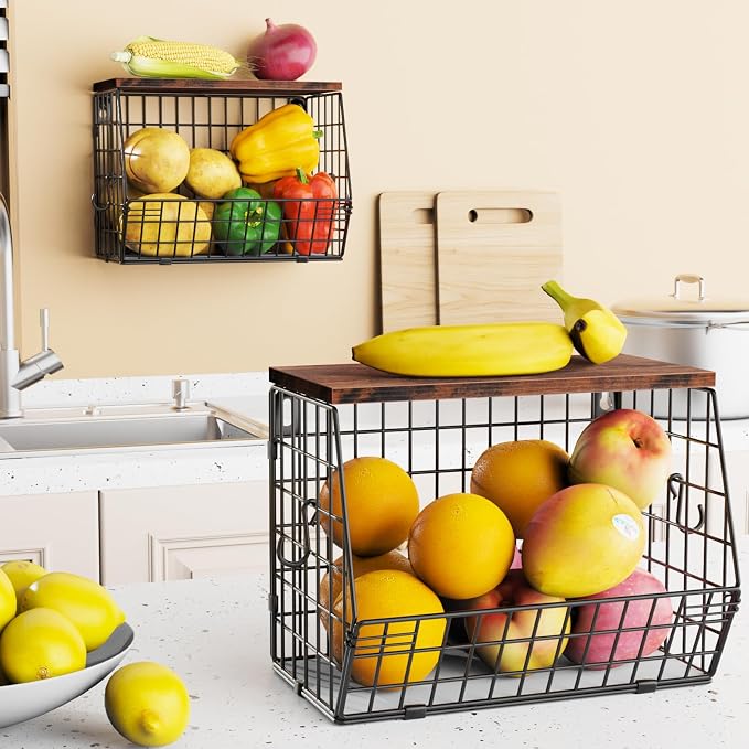Mefirt 2pcs Fruit Basket Kitchen Storage Basket - Image 3