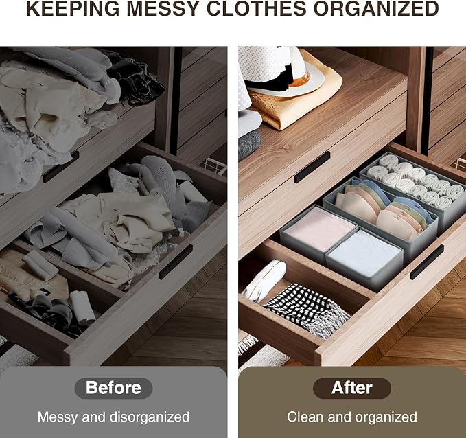 DIMJ Drawer Organizers Clothes, Fabric Closet Organizers and Storage, Shallow - Image 5