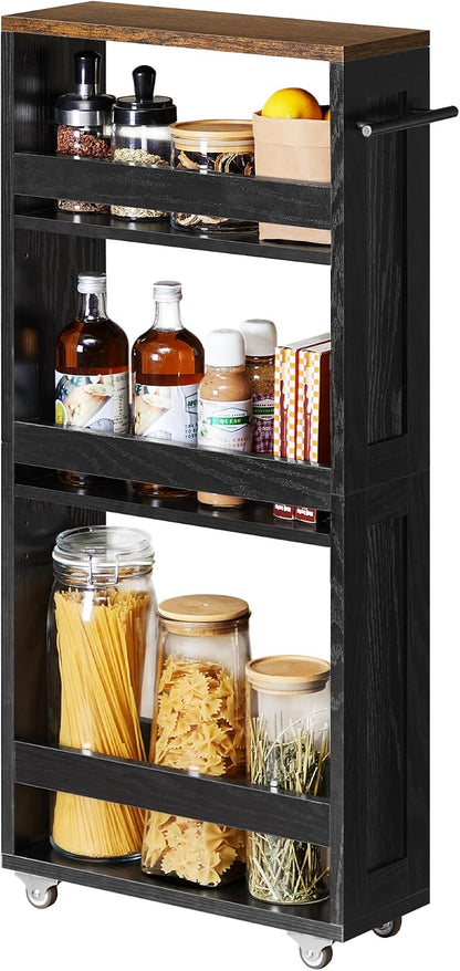 VASAGLE 4-Tier Slide-Out Storage Cart, Slim Kitchen Cart by VASAGLEbySONGMICSHOME