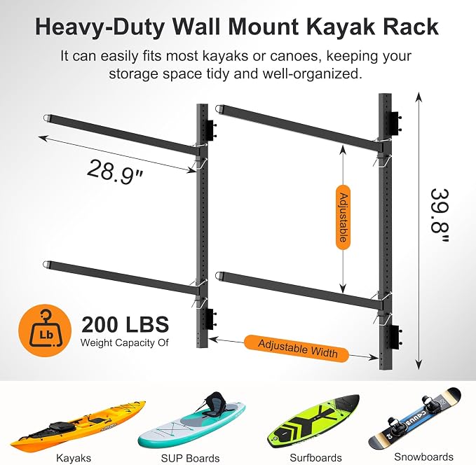 LILYPELLE Kayak Storage Rack, Heavy Duty Kayak Rack, Wall Mount, Freestanding - Image 2