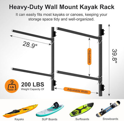 LILYPELLE Kayak Storage Rack, Heavy Duty Kayak Rack, Wall Mount, Freestanding - Image 2