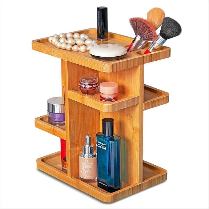RoyalHouse Bamboo 360 Degree Rotating 12 inches Makeup Organizer, Display by RoyalHouse