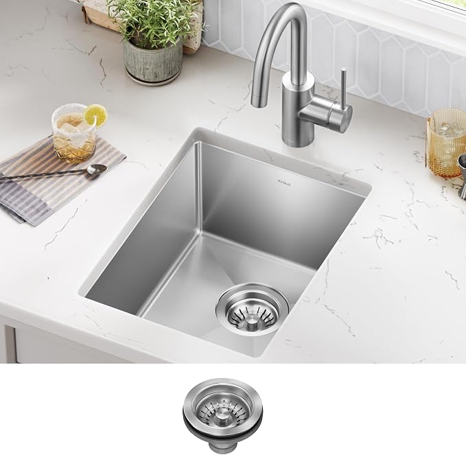 KRAUS Standart Pro 14 -inch Undermount Single Bowl 16 Gauge Stainless Steel Bar - Image 2