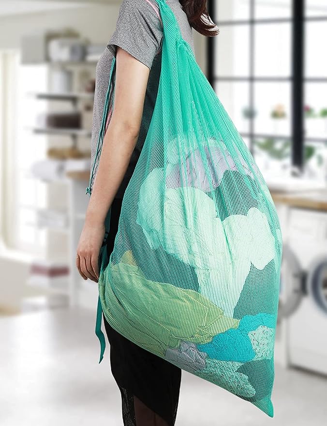 Mesh Laundry Bags with Adjustable Shoulder Strap, Drawstring Closure, Mixed - Image 6