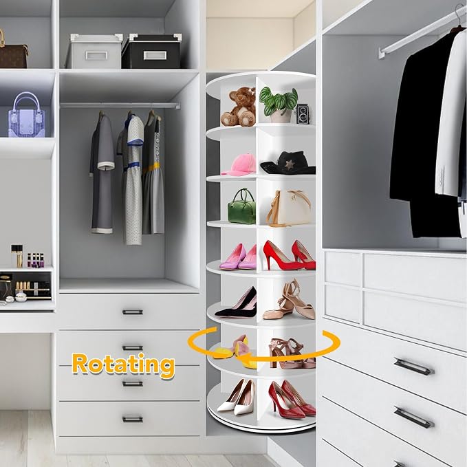 7 Tier Rotating Shoe Rack, 360° Revolving Free Standing Shoe Organizer - Image 6