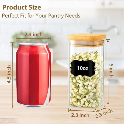 TBWIND 12 Pack 10 oz Square Glass Spice Jars - Image 6