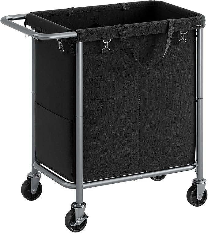 SONGMICS Laundry Basket with Wheels, 2-Section Rolling Laundry Hamper, 37 by SONGMICSbySONGMICSHOME