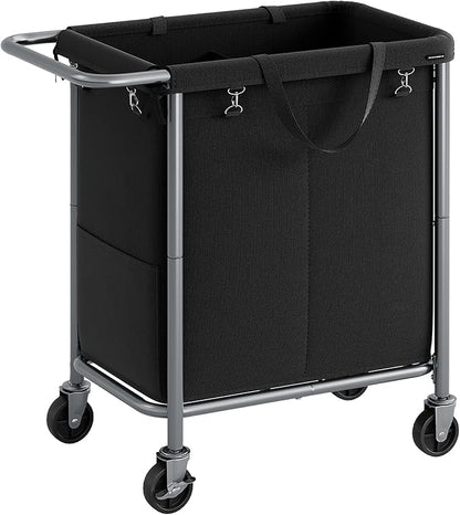 SONGMICS Laundry Basket with Wheels, 2-Section Rolling Laundry Hamper, 37 by SONGMICSbySONGMICSHOME