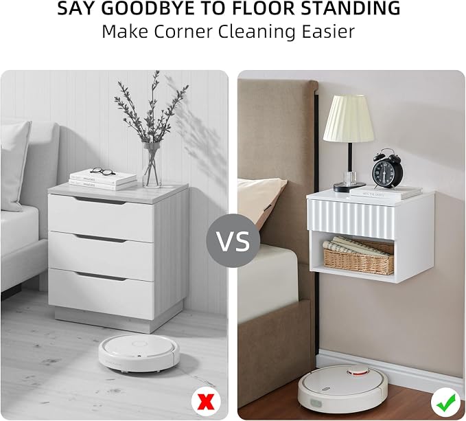 Floating Nightstand with Fluted Drawer - Image 3