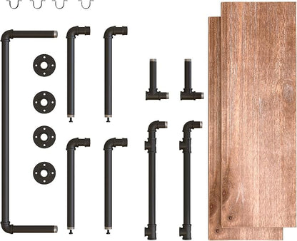 30in Industrial Pipe Clothing Rack, 2-Tier Wall Mounted Clothes Rack, Pipe - Image 8