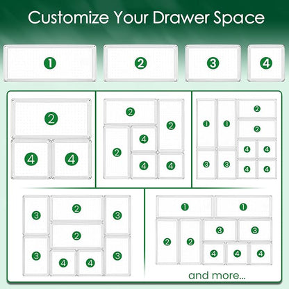 Criusia Drawer Organizer Set, Acrylic Non Slip Non Cracking Kitchen Drawer - Image 9
