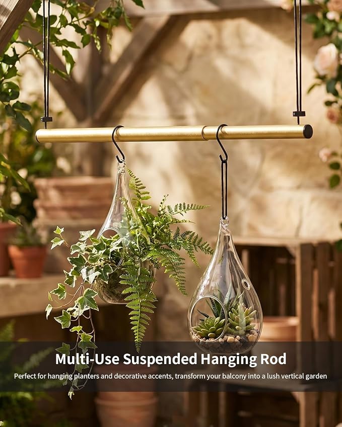 BaiNong Adjustable Closet Hanging Rod 17-30" Gold Closet Rod Extender 2Pack | - Image 9