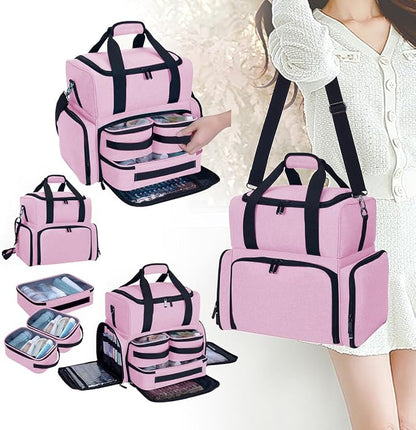 Large Makeup Cosmetic Bag with 3 Removable Case and 2 Removable Dividers Double - Image 8