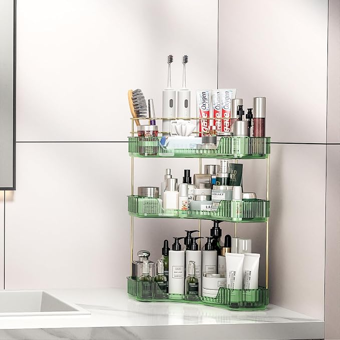 3 Tier Corner Bathroom Organizer Countertop, Vanity Makeup Organizer - Image 3