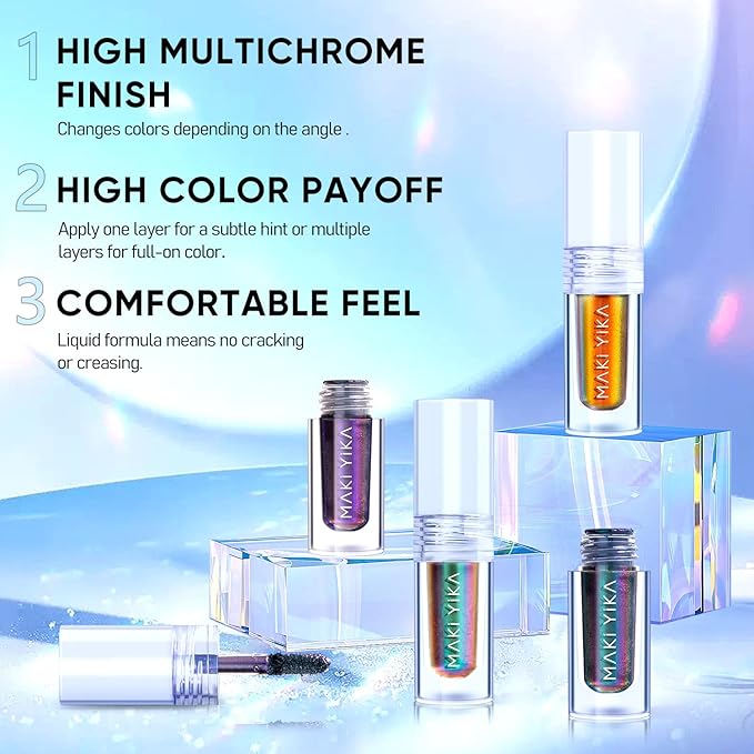 MAKI YIKA Glitter Liquid Eyeshadow Chameleon Metallic Eyeshadow MultiColor - Image 5