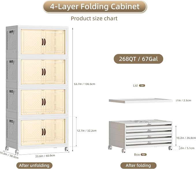 268 QT / 67 Gal Extra Wide Foldable Plastic Cabinet - Image 2