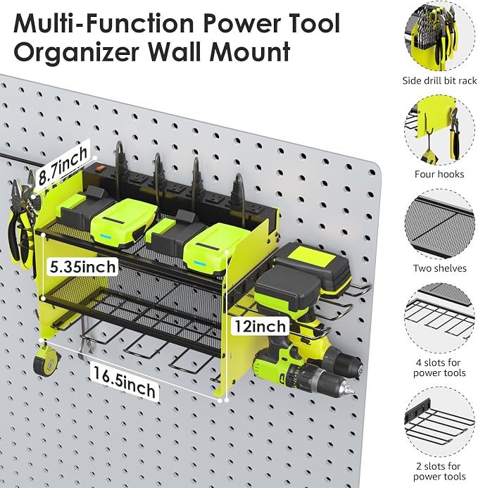 CCCEI Modular Power Tool Organizer Wall Mount Charging Station, Garage Drill - Image 5