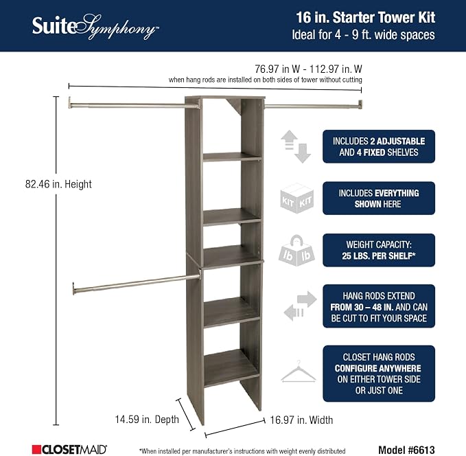 ClosetMaid SuiteSymphony Wood Closet Organizer Starter Kit - Image 3