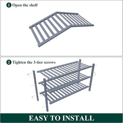 Smiry Bamboo Shoe Rack for Closet, 3 Tier Wooden Stackable Shoe Organizer - Image 6