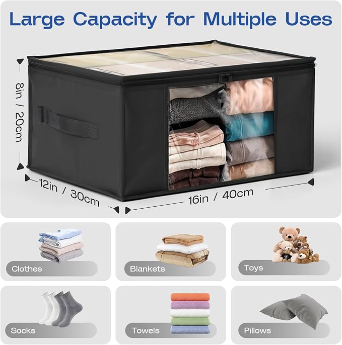 Hopack Clothes Storage Bags, Foldable Thick Fabric Blanket Storage Bags - Image 2