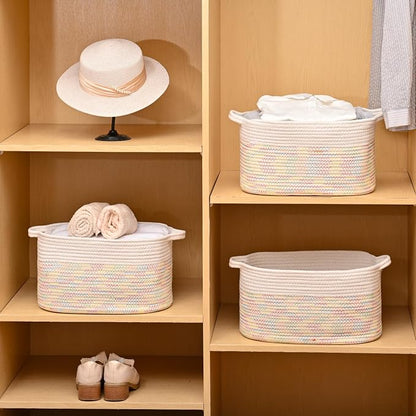 DUHEL Cotton Rope Woven Storage Basket, Used - Image 5