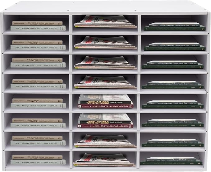 24 Compartments Literature Organizer, Desktop File Sorter Mail Center Paper by pijopang