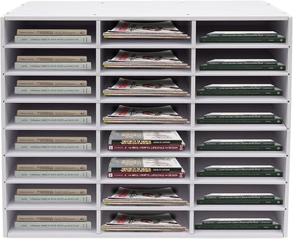 24 Compartments Literature Organizer, Desktop File Sorter Mail Center Paper by pijopang