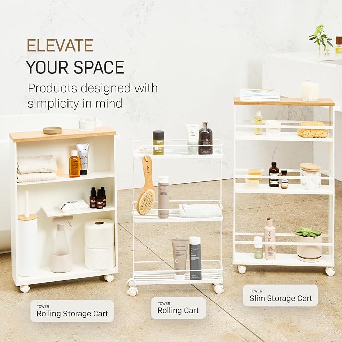 YAMAZAKI home Tower Rolling Slim Storage Cart - Image 8