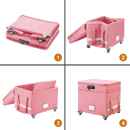DocSafe File Box with Lock, 2-Layer Fireproof Document Box with Wheels - Image 9