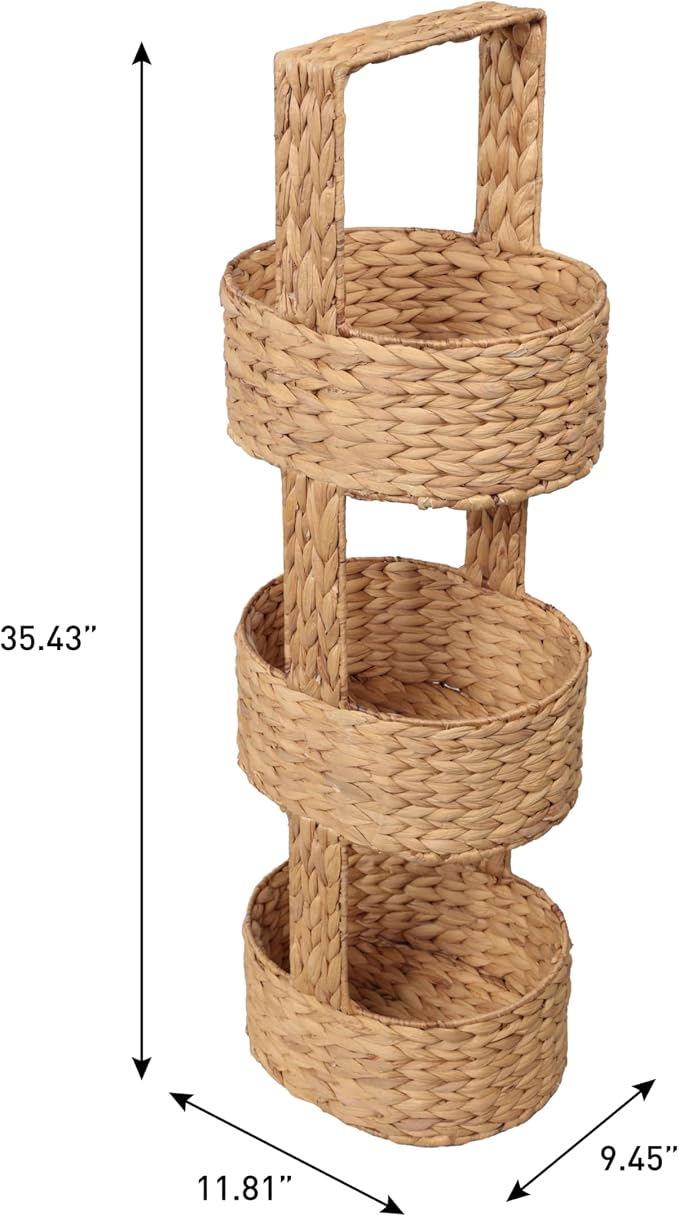 happimess Riverbend 3-Tier Water Hyacinth Storage Tower 35.5", Natural | - Image 3