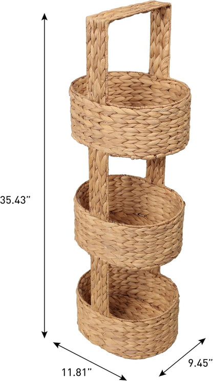 happimess Riverbend 3-Tier Water Hyacinth Storage Tower 35.5", Natural | - Image 3