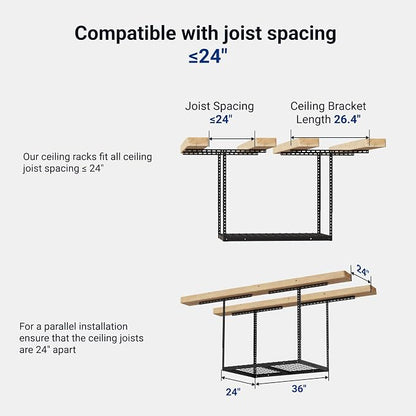 FLEXIMOUNTS 2x3 Overhead Garage Storage Rack, Adjustable Organization System - Image 2