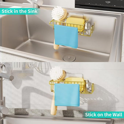 HapiRm Sponge Holder for Kitchen Sink, No Drill Kitchen Sink Caddy Organizer - Image 5